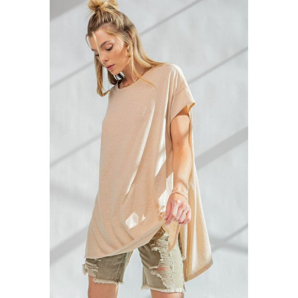 Weekender Legging Friendly Tunic Top in Khaki - Picture 3 of 5